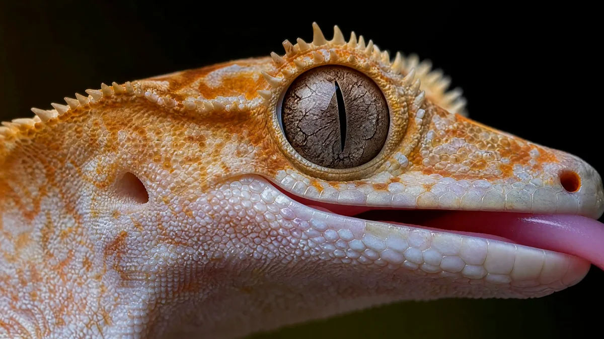 Ejemplo macro 2K de Hailuo H3 con un gecko crestado